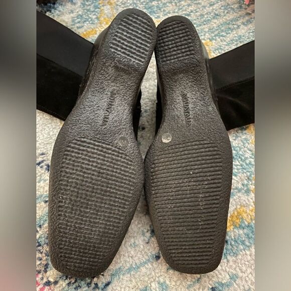 Aquatalia Black Suede Leather Mid-Calf Side Zip Wedge Boots Size 7.5 - Picture 5 of 9